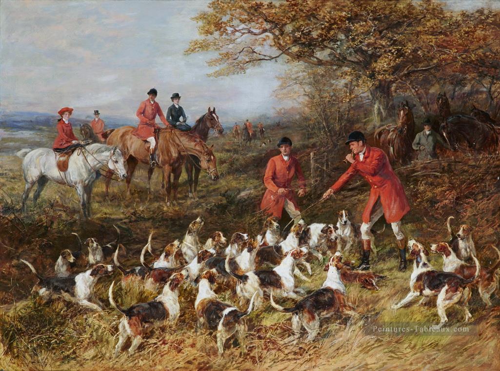 Chasseurs et chiens de chasse Heywood Hardy Peintures à l'huile